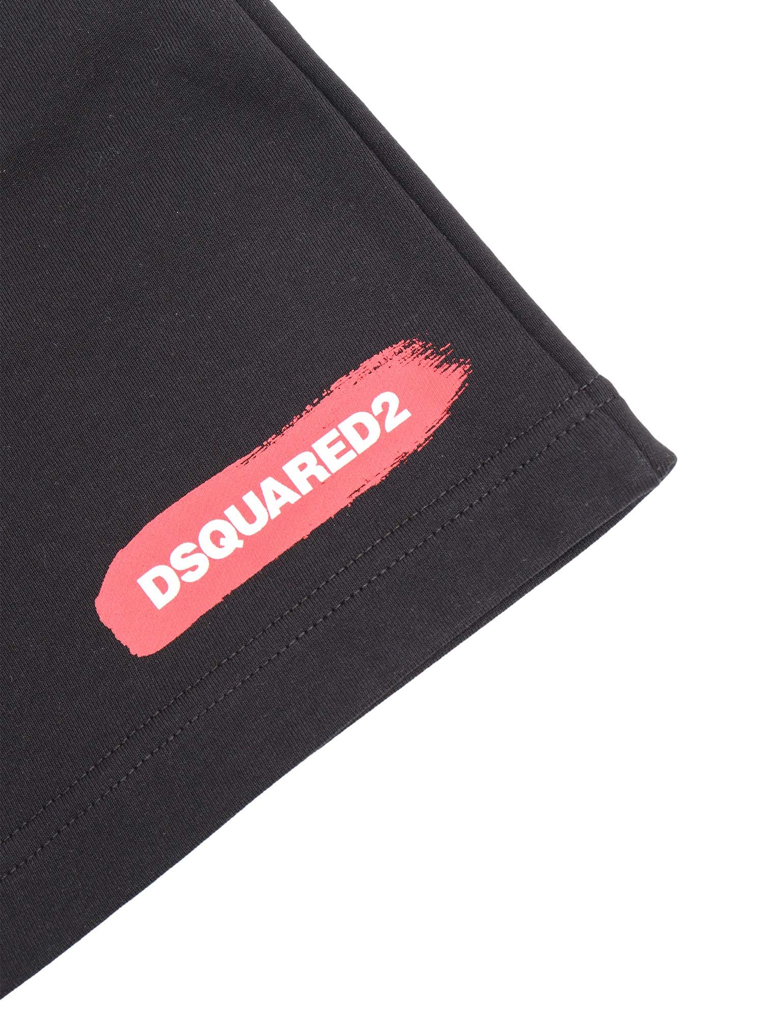 Dsquared2 Kids Logo-printed Drawstring Track Shorts In Black