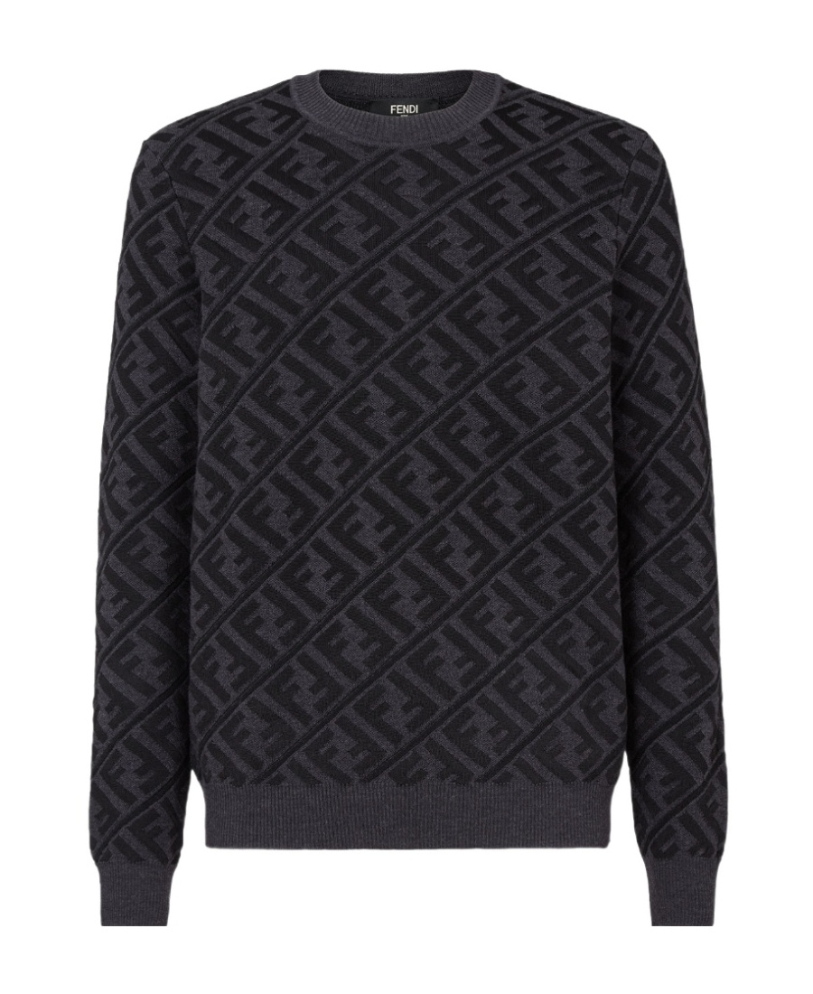 Fendi Ff Monogram-pattern Jumper In Black