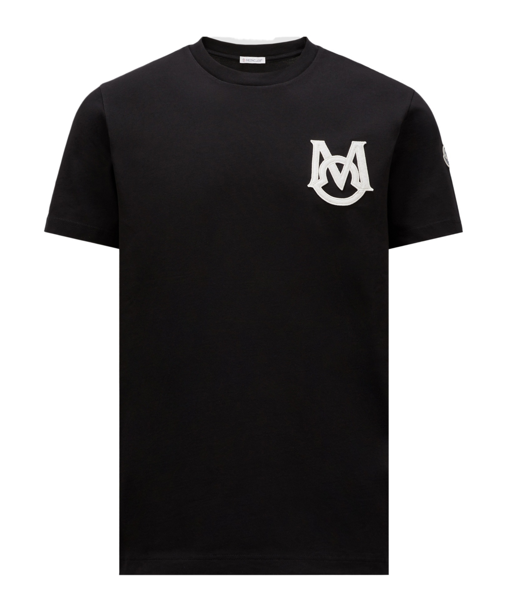Moncler Cotton T-shirt Featuring Embroidered Patch In Black