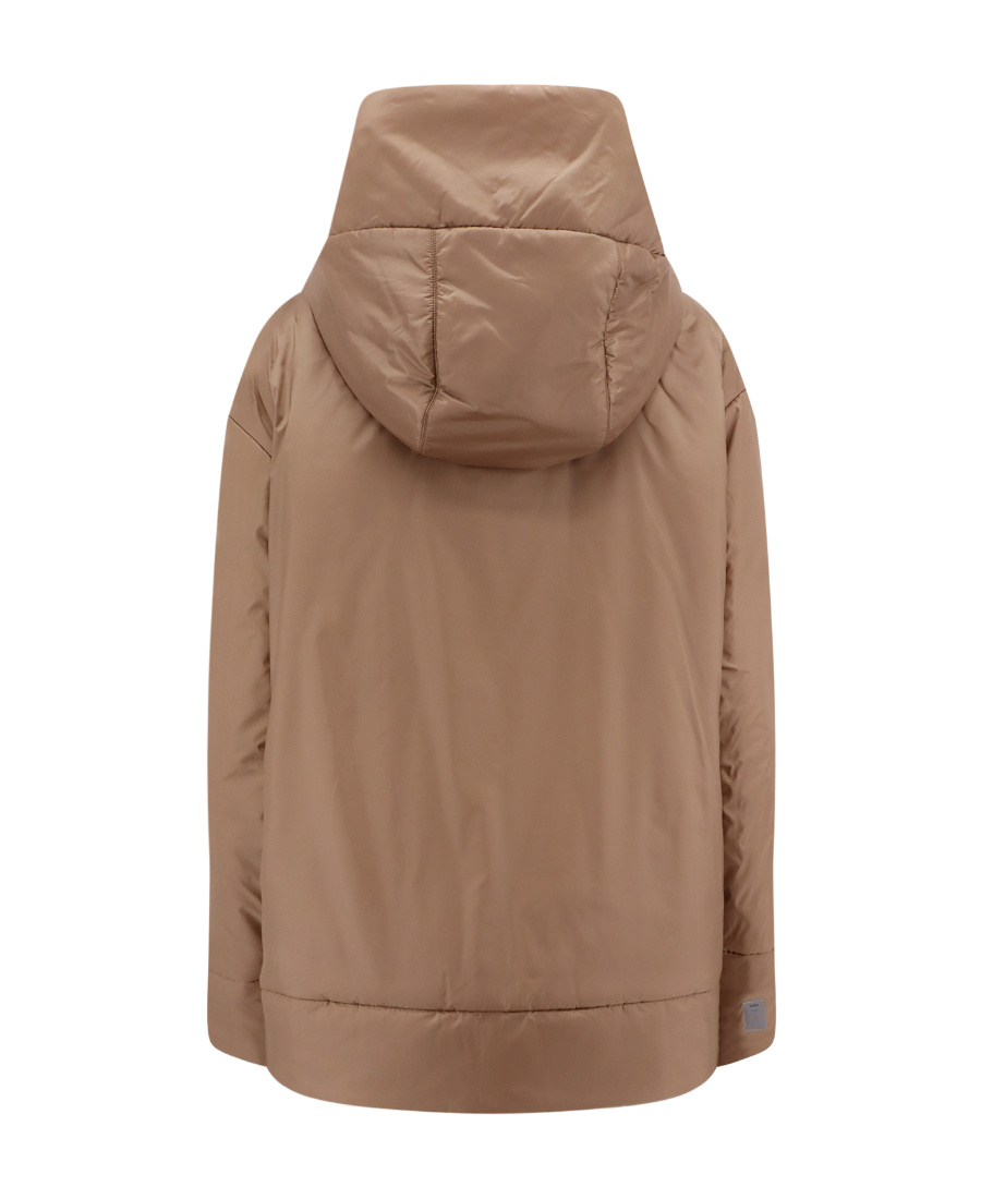 Max Mara Long-sleeved Hooded Cotton-padded Suit In Brown