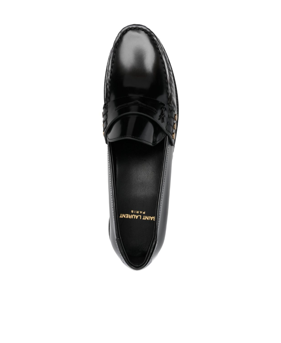 Saint Laurent Schuhe Penny-slot Leather Loafers In Black