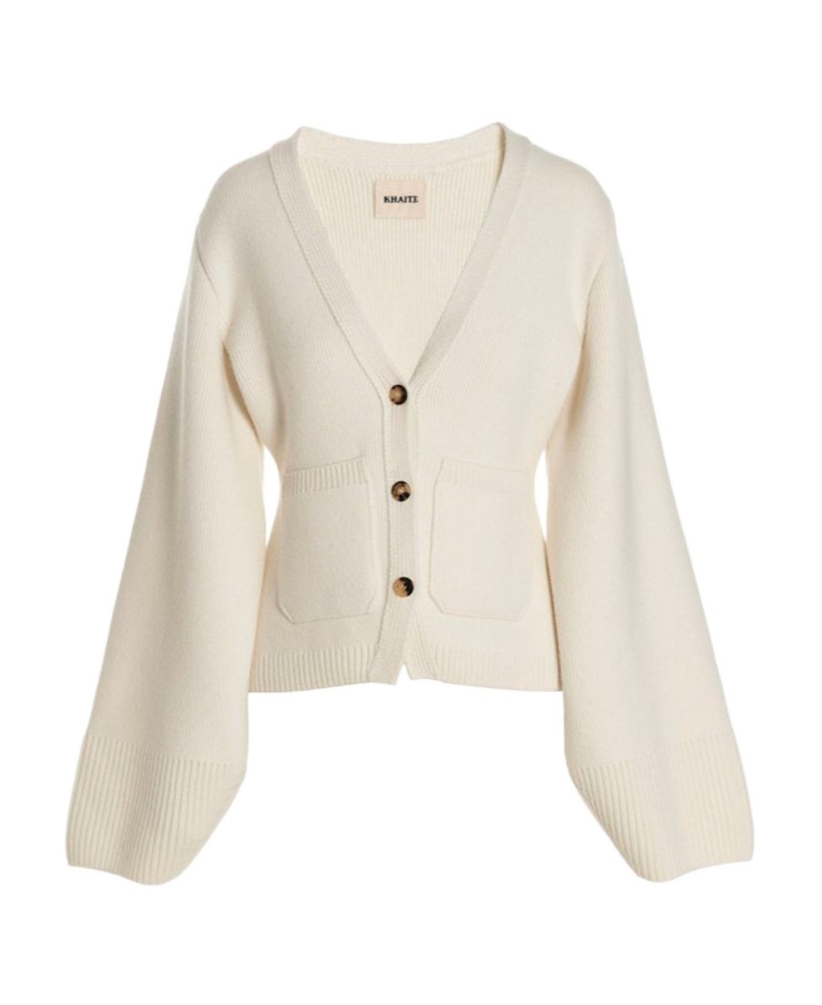 Shop Khaite The Scarlet Cashmere Cardigan In White