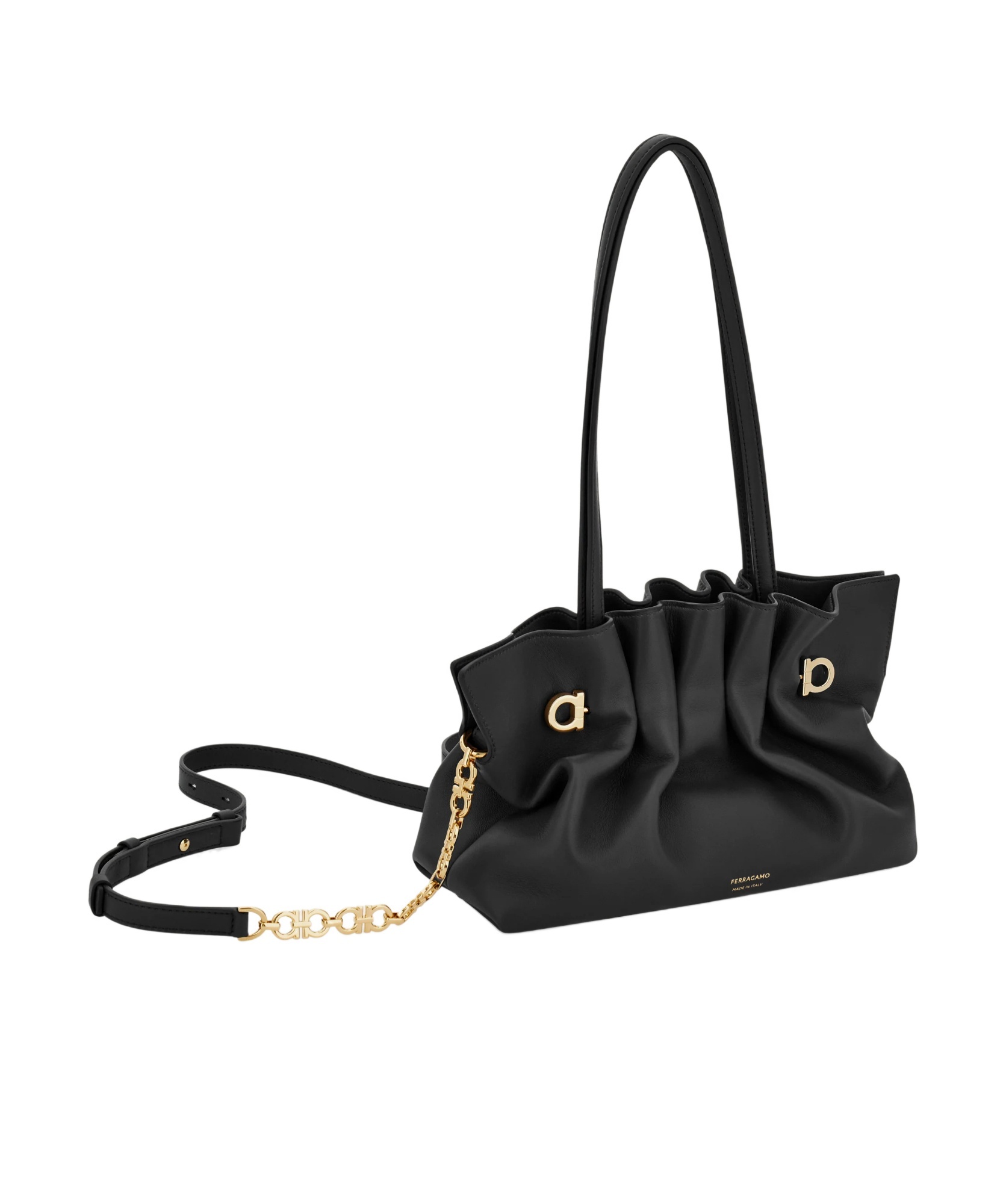 Ferragamo Medium Pleated Nappa Leather Shoulder Bag In Multi