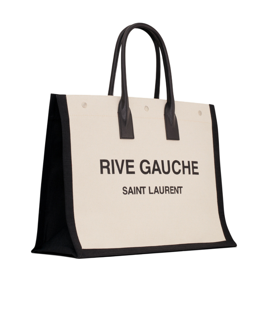 Saint Laurent Rive Gauche Printed Tote Bag In Nude