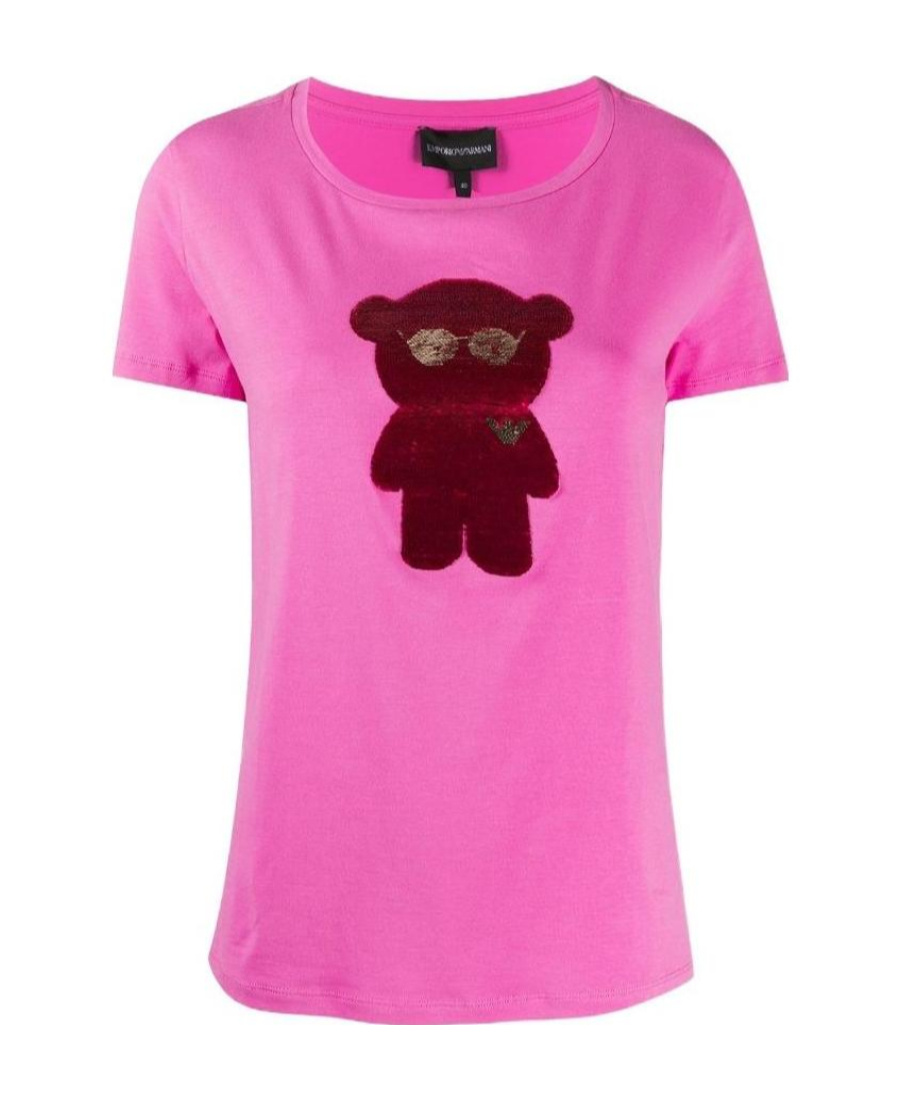 Emporio Armani Bear-appliquéd T-shirt In Pink