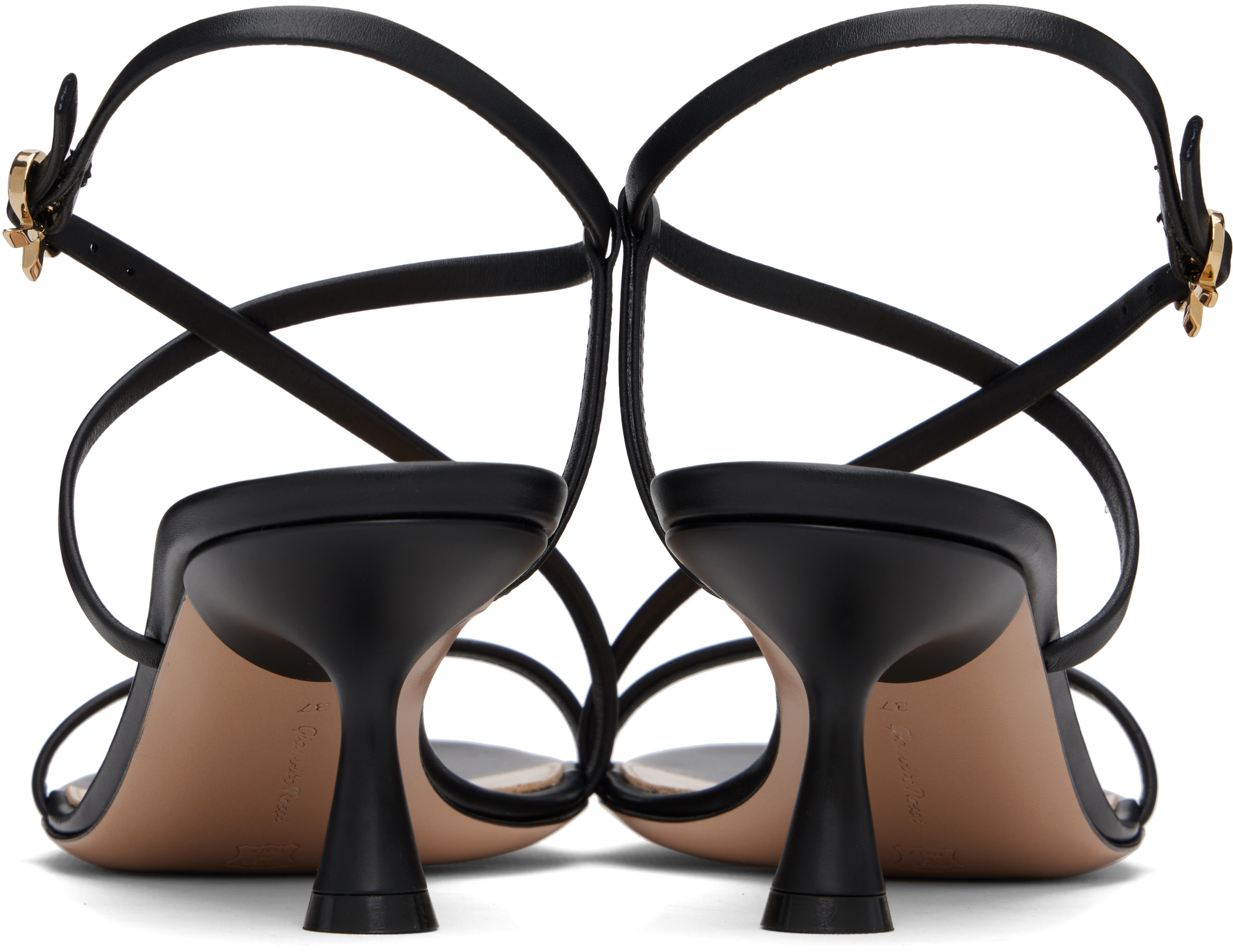 Gianvito Rossi Black Strappy 55 Heeled Sandals In Black