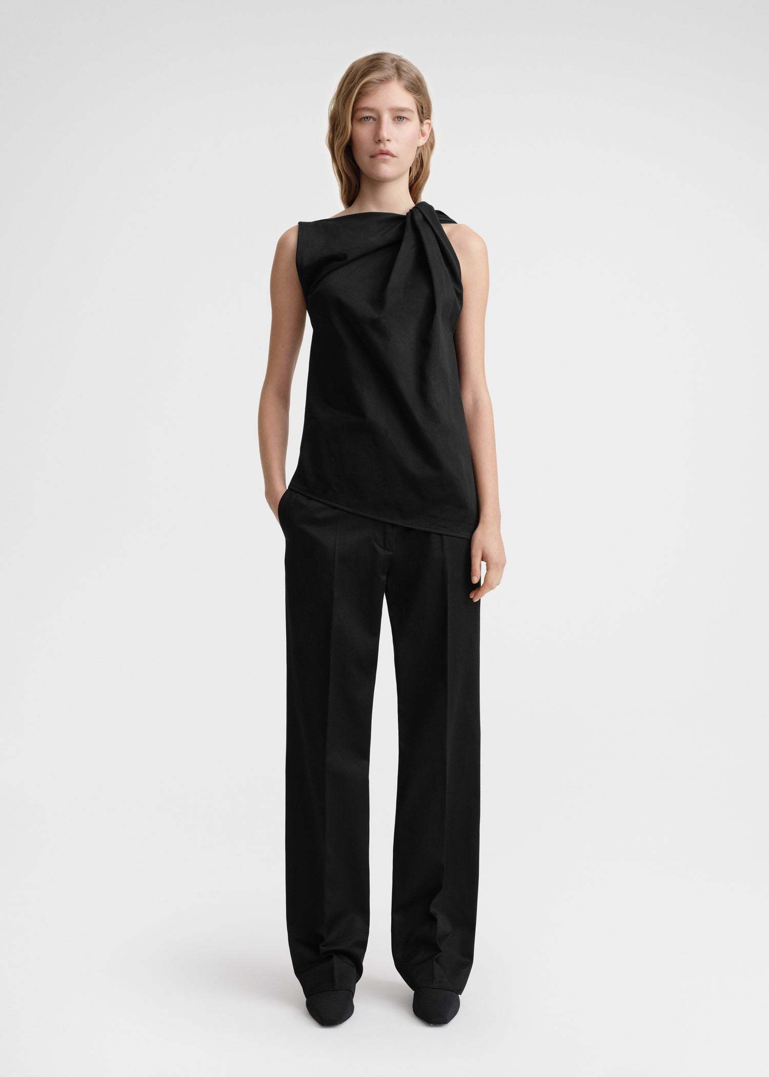 Shop Totême Shoulder-twist Top In Black