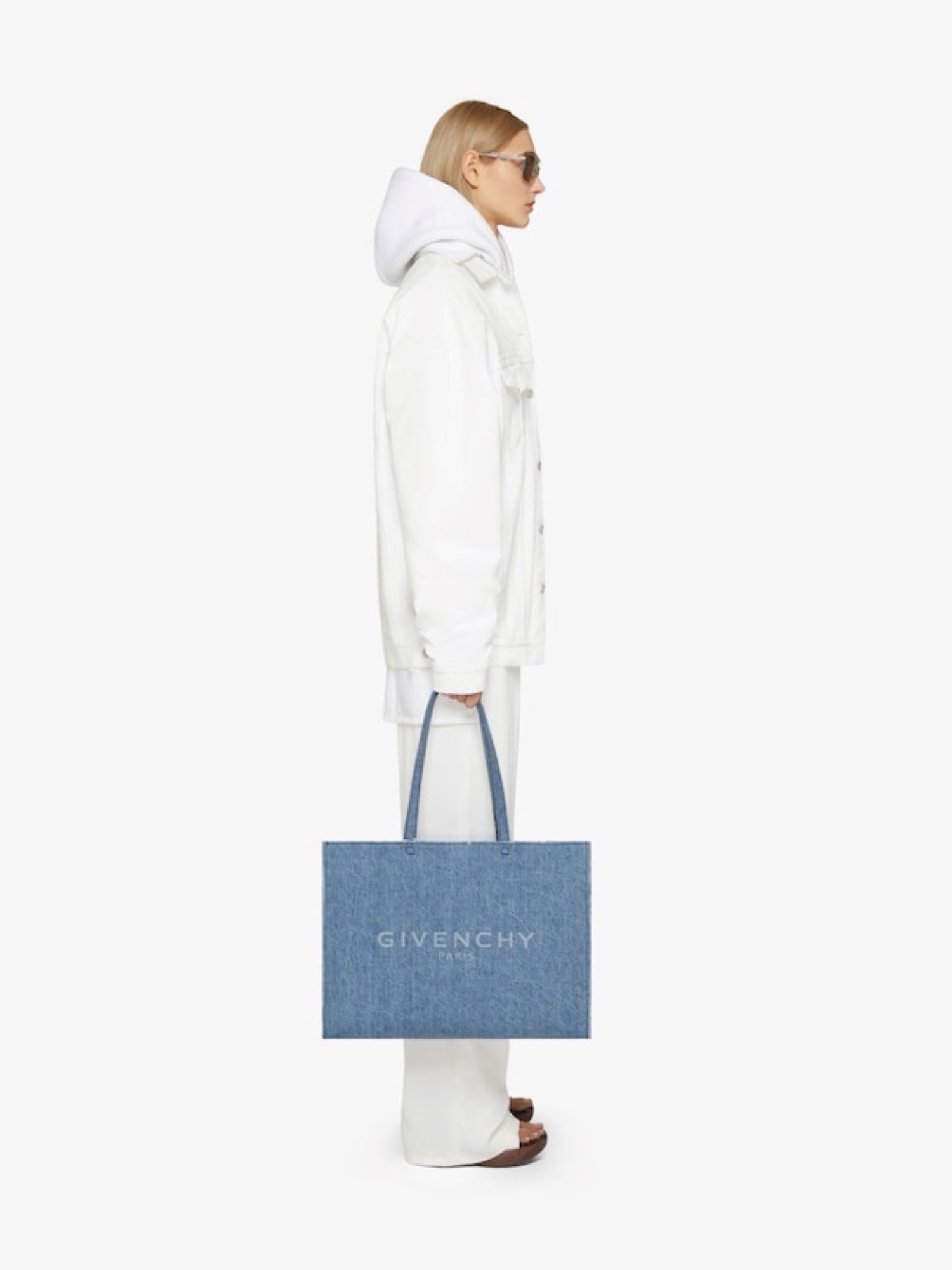 Givenchy Denim Oversize Jacket With Adjustable Hemline Straps In White