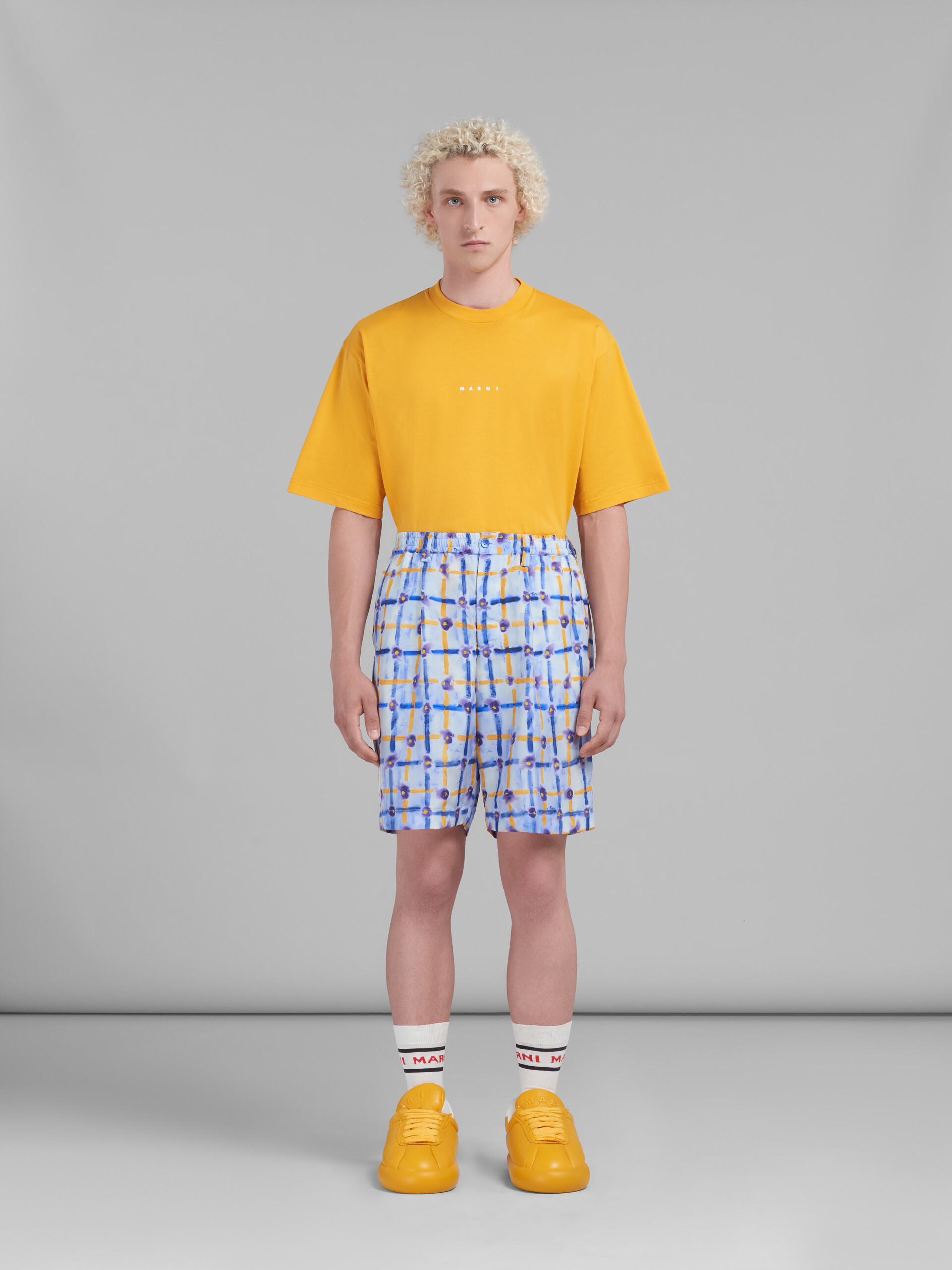 Marni Bermudas Aus Seide Mit Print In Blue
