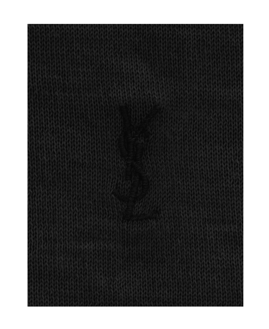 Saint Laurent Polo Cassandre In Wool Sweater In Black