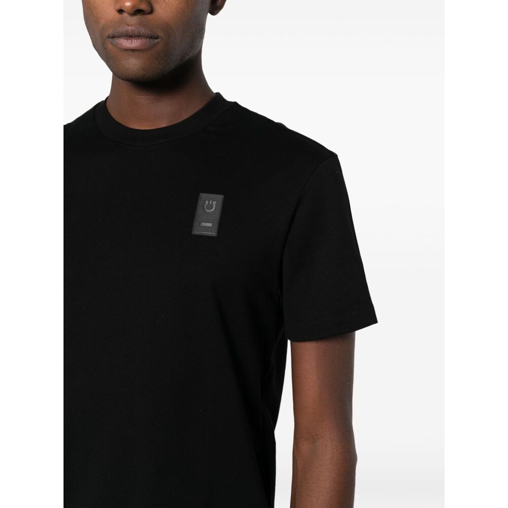 Ferragamo Salvatore  Logo Patch Crewneck T-shirt In Black