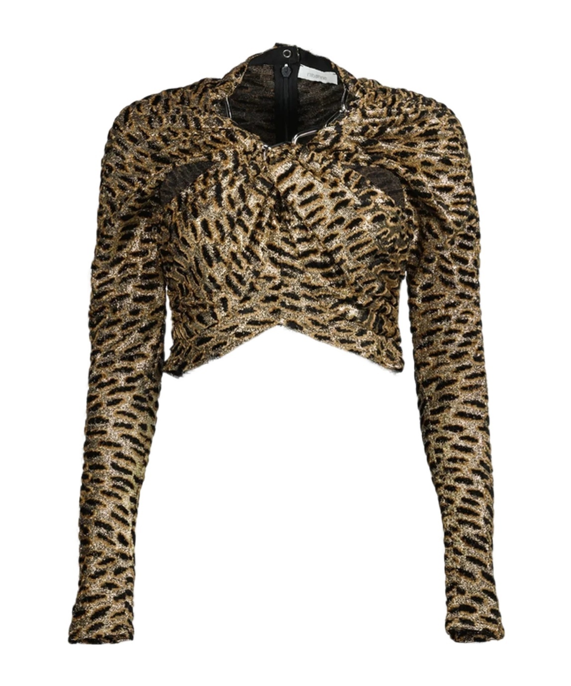 Rabanne Animal-print Long-sleeve Top In Brown