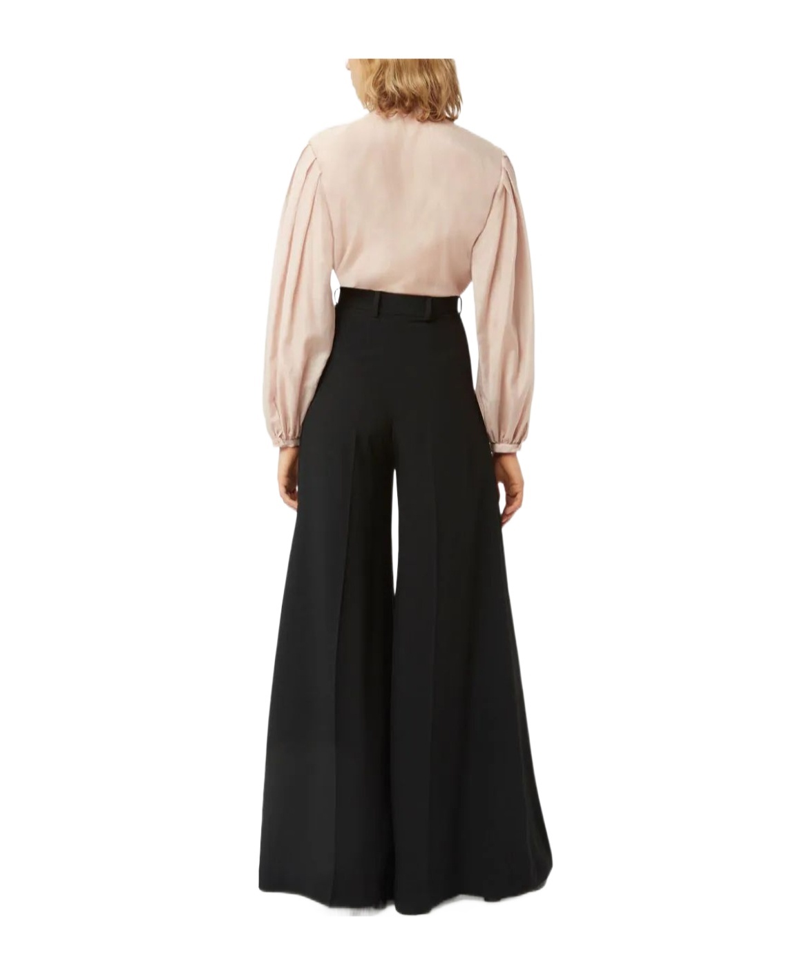 Nina Ricci Pussy-bow-collar Silk-cotton Shirt In Nude