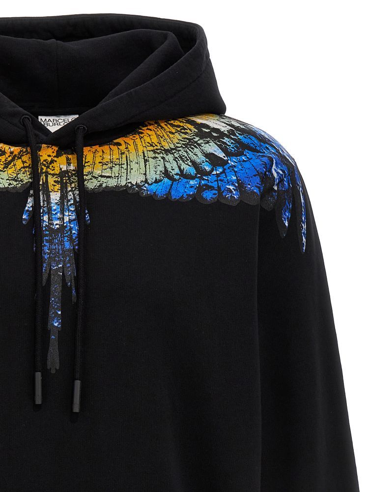 Marcelo Burlon County Of Milan Lunar Wings Organic Cotton Hoodie In Black