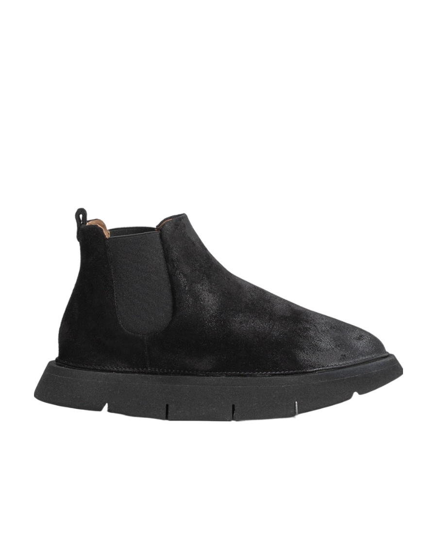 Shop Marsèll Suede Round-toe Slip-on Boots In Black