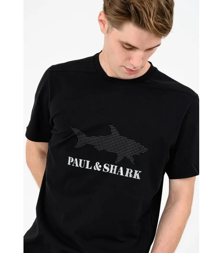 Paul & Shark Logo Printed T-shirt In Black