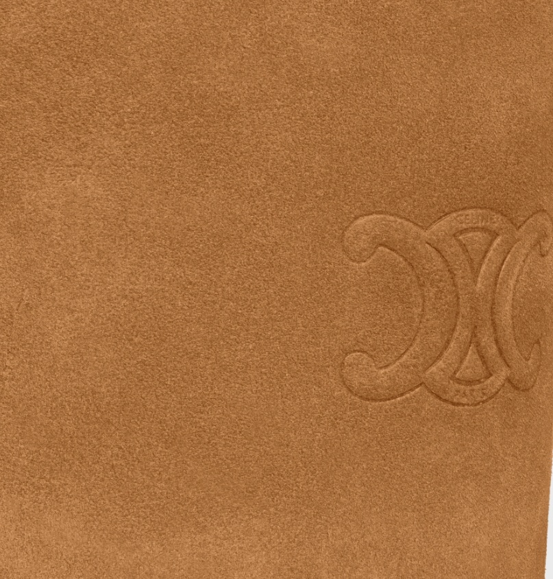 Celine Les Bottes Triomphe High Boot In Suede Calfskin In Brown
