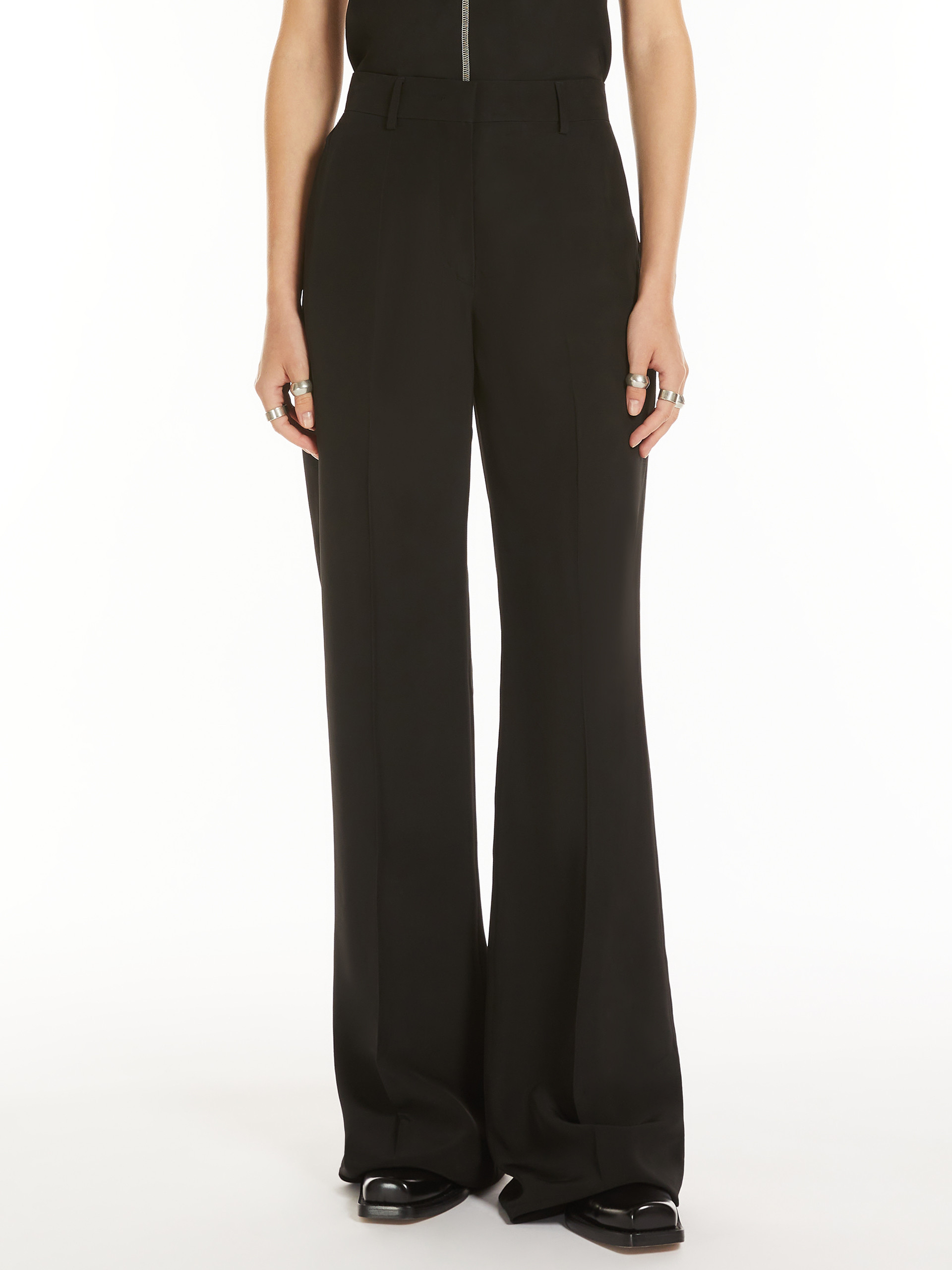 Sportmax Low-rise Bell Bottoms In Black