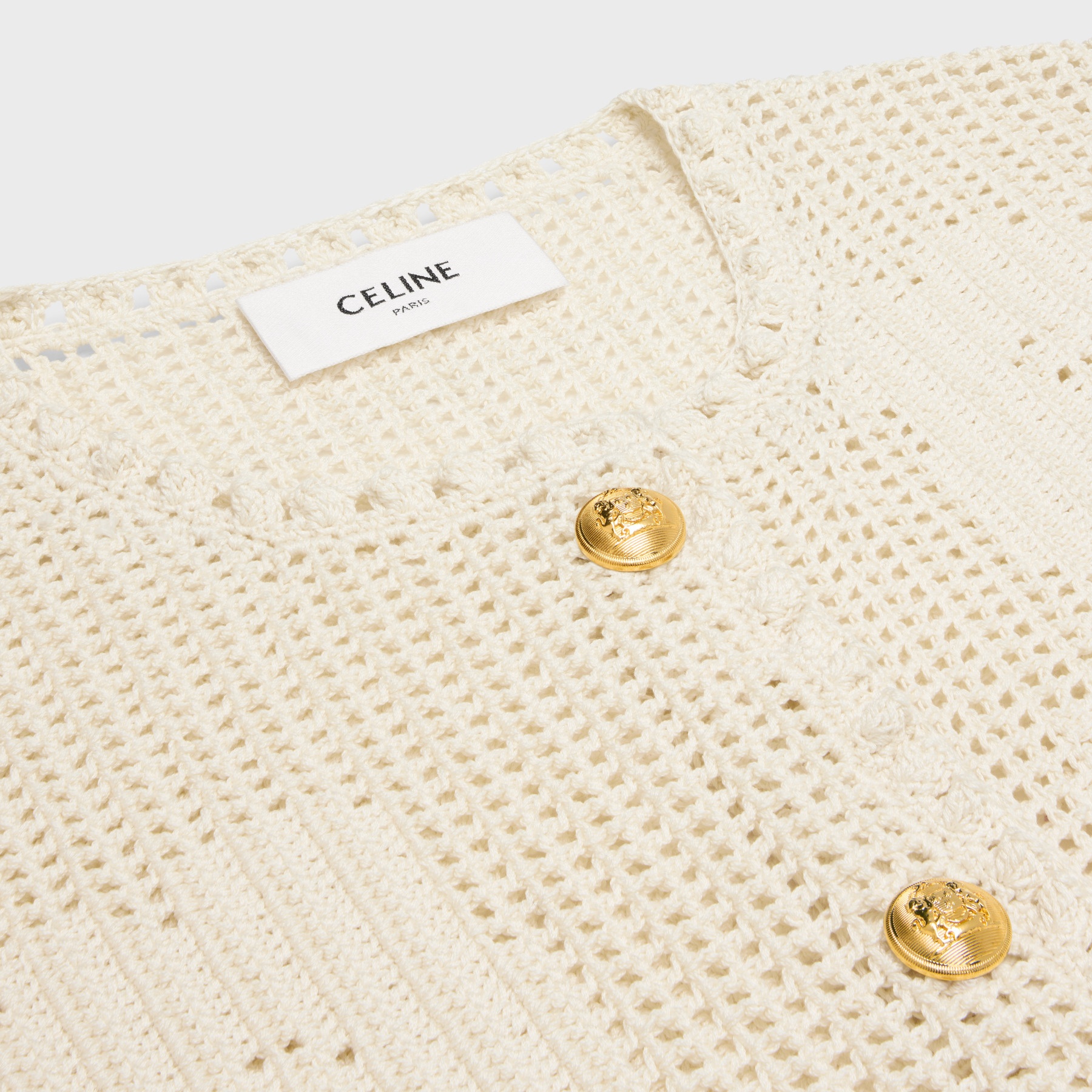 Celine Floral Crochet Cardigan In Nude