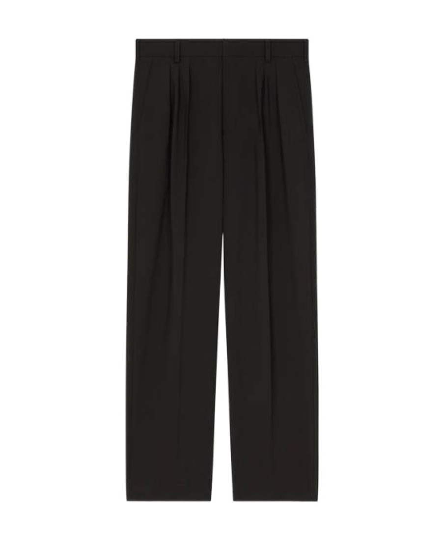 Kenzo Wool Pleated Tailored Trousers In Black