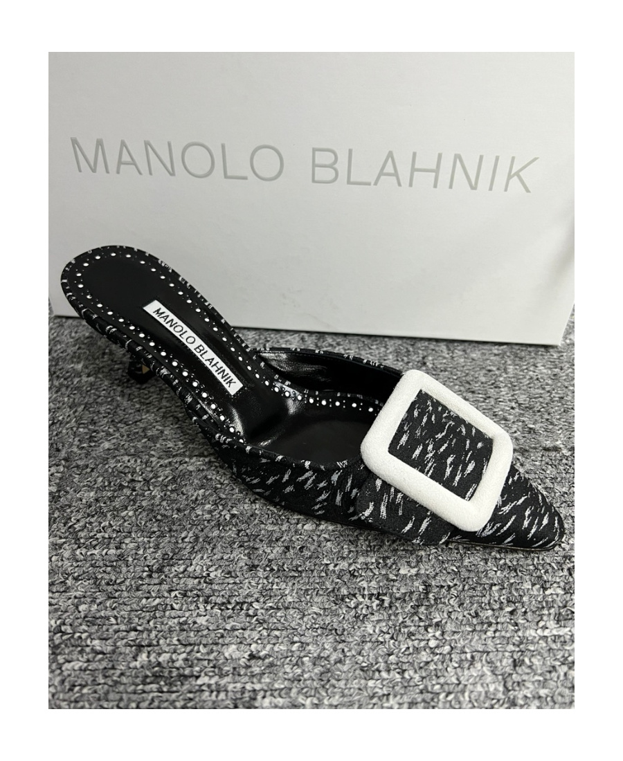Manolo Blahnik Logo Muller High Heels In Black
