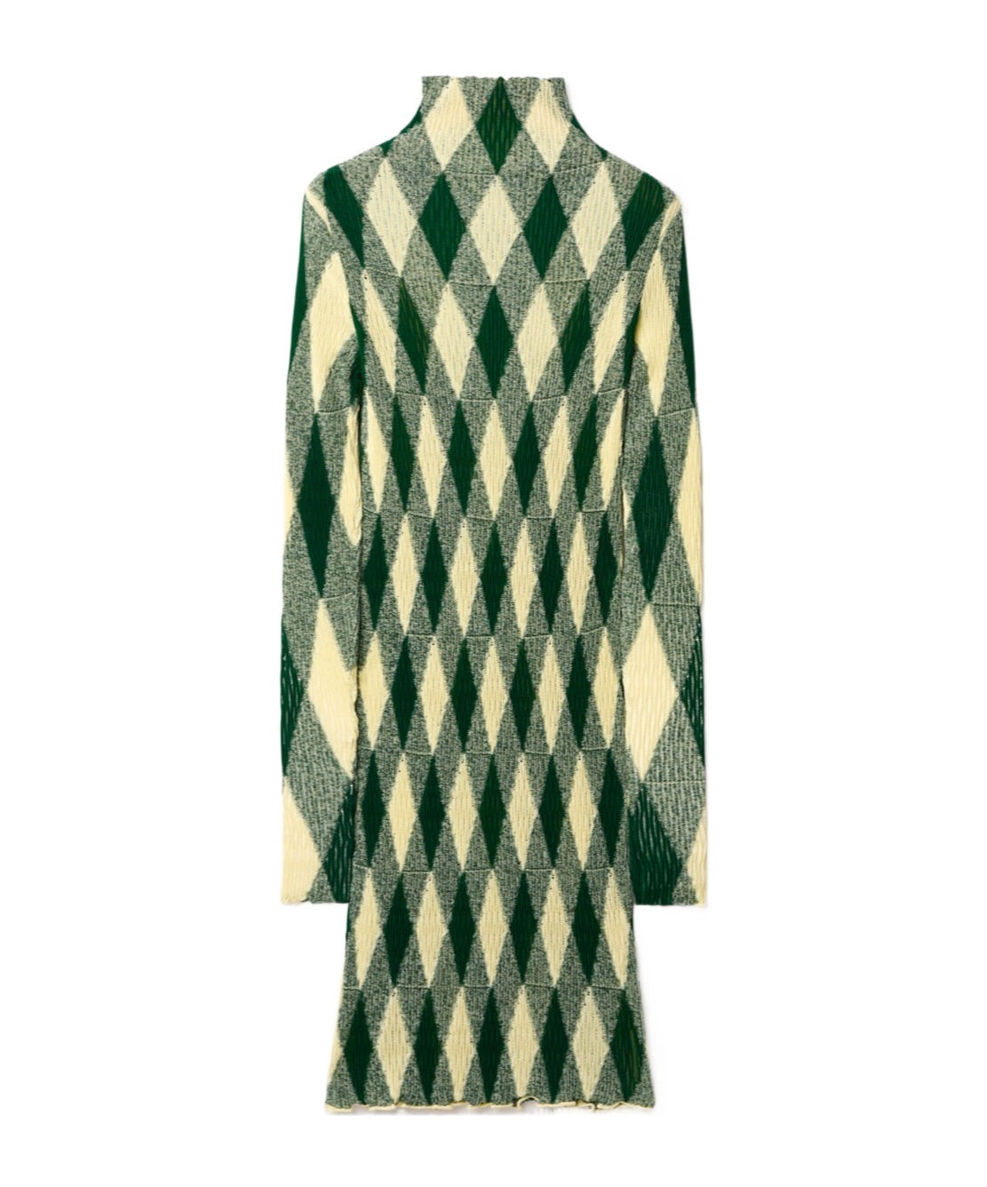 Burberry High-neck Slim Fit Dress With Argyle Motif In Green