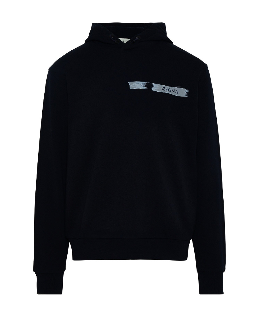 ZEGNA LOGO-PRINT COTTON HOODIE