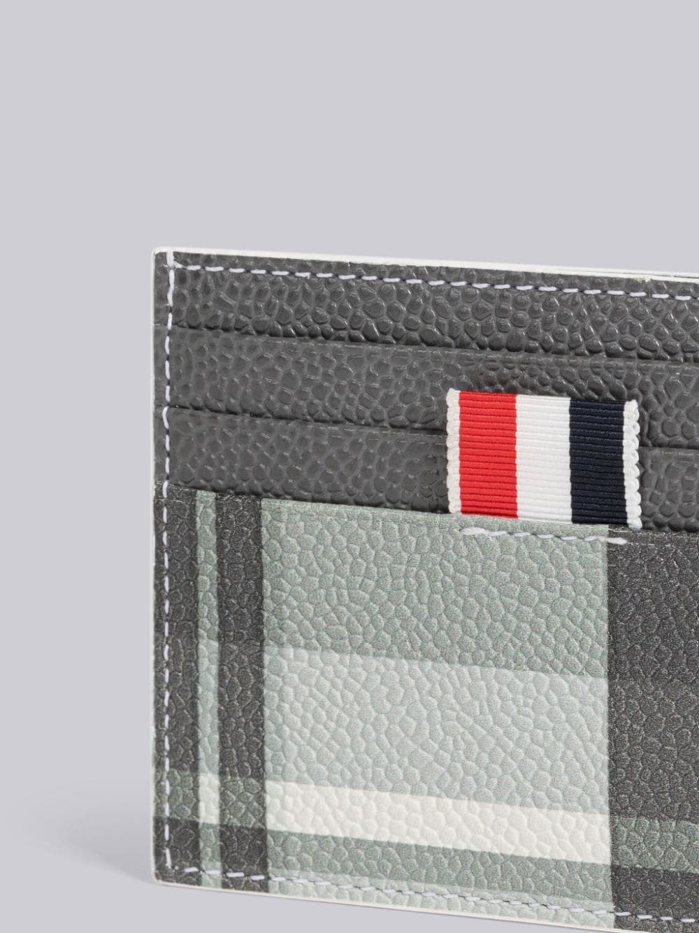 Thom Browne Logo-tag Check-pattern Cardholder In Gray
