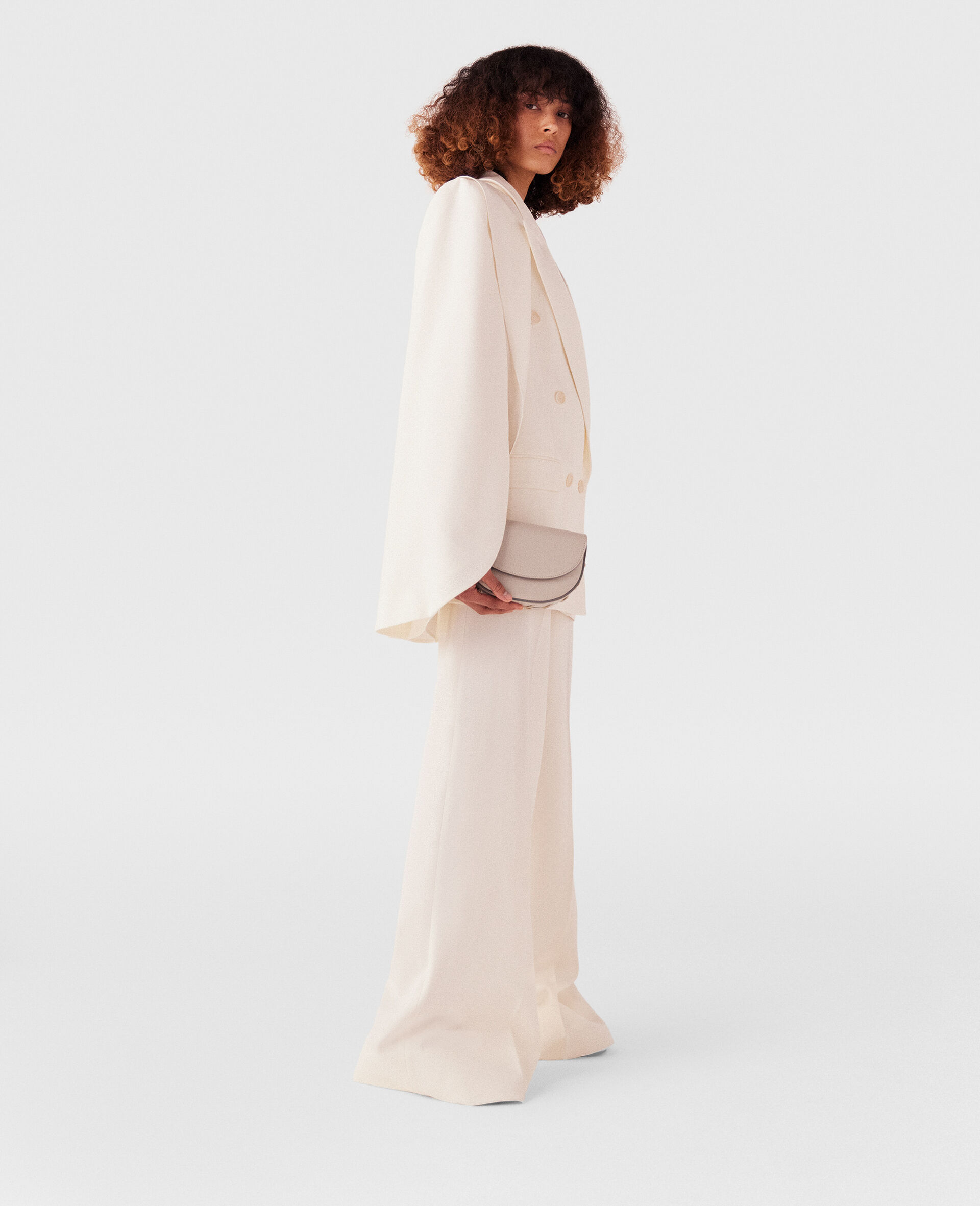 Stella Mccartney High-rise Wide-leg Wool Trousers In White