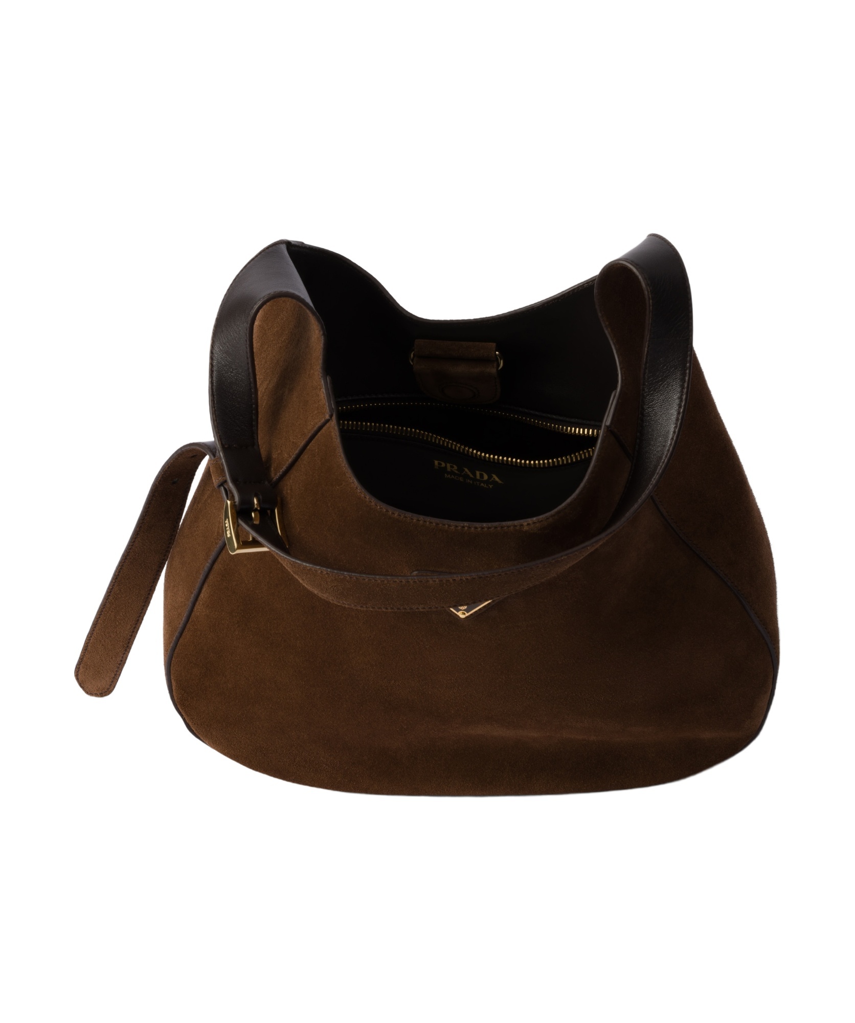 Prada Medium Suede Shoulder Bag In Brown