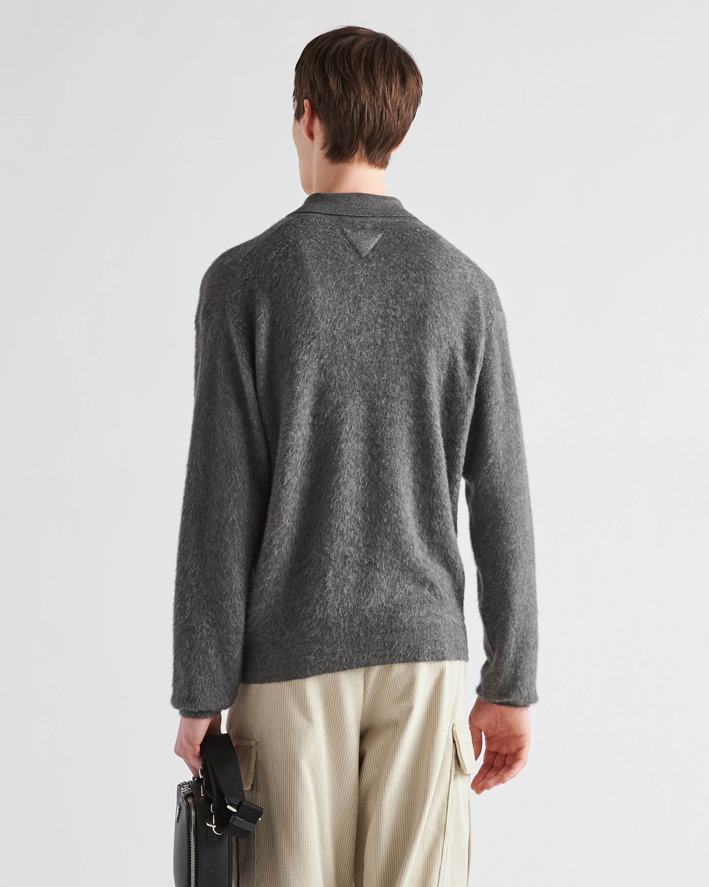Prada Kaschmirpullover Mit Poloshirtkragen In Gray