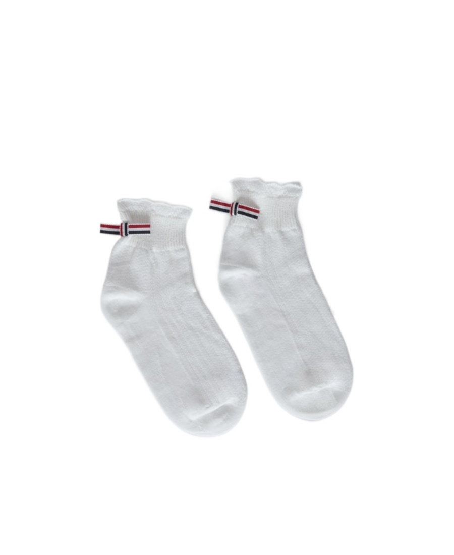 Thom Browne Rwb-bow Ankle Socks In White