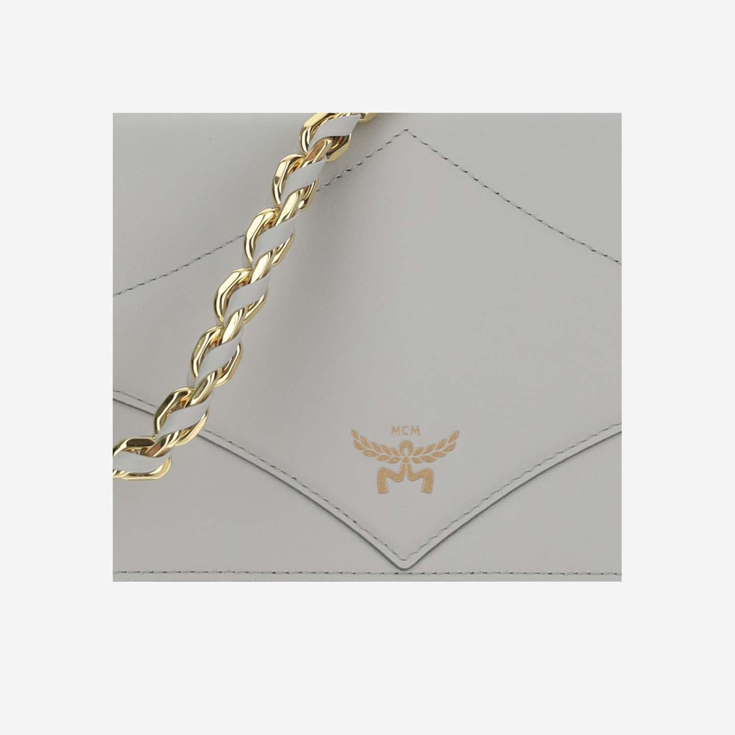 Mcm Logo Detailed Foldover Top Crossbody Bag In Gray
