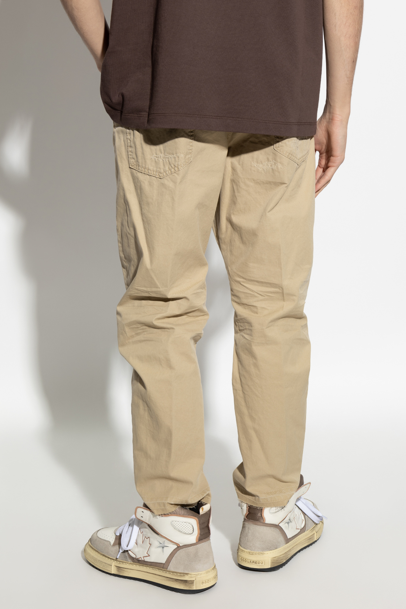 Dsquared2 Distressed Elastic Waist Trousers In Nude