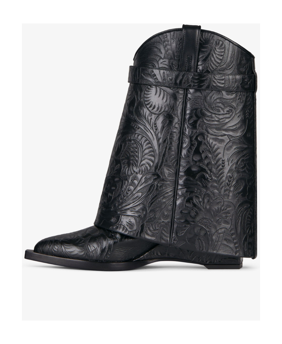 Givenchy 60mm Shark Lock Cowboy Leather Boots In Black