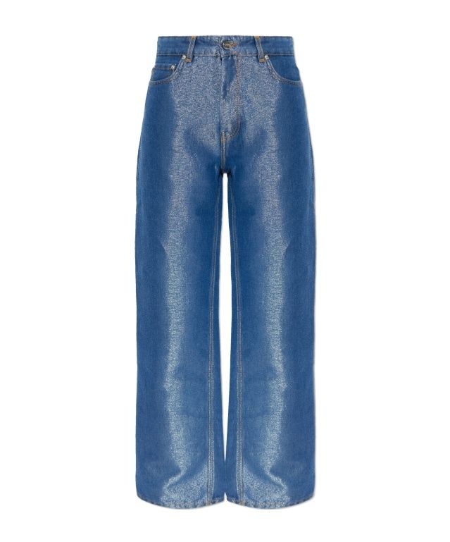 Ganni Belt Loop Jeans In Blue