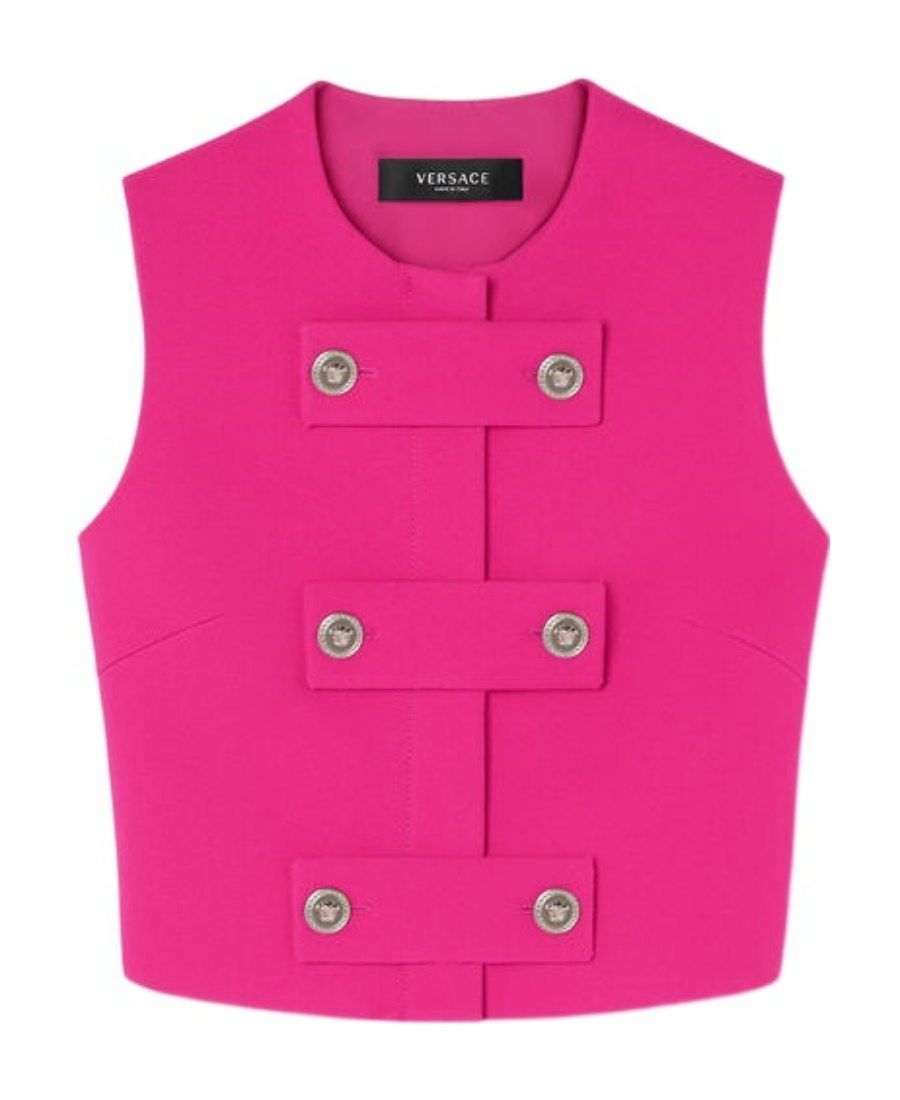 Versace Sleeveless Twill-weave Blouse In Pink