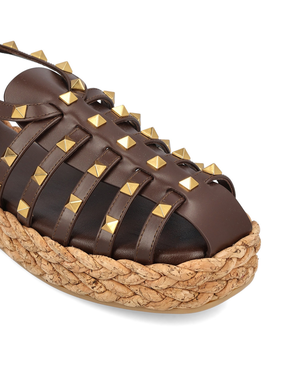 Valentino Garavani Rockstud Buckle Detailed Flat Shoes In Brown