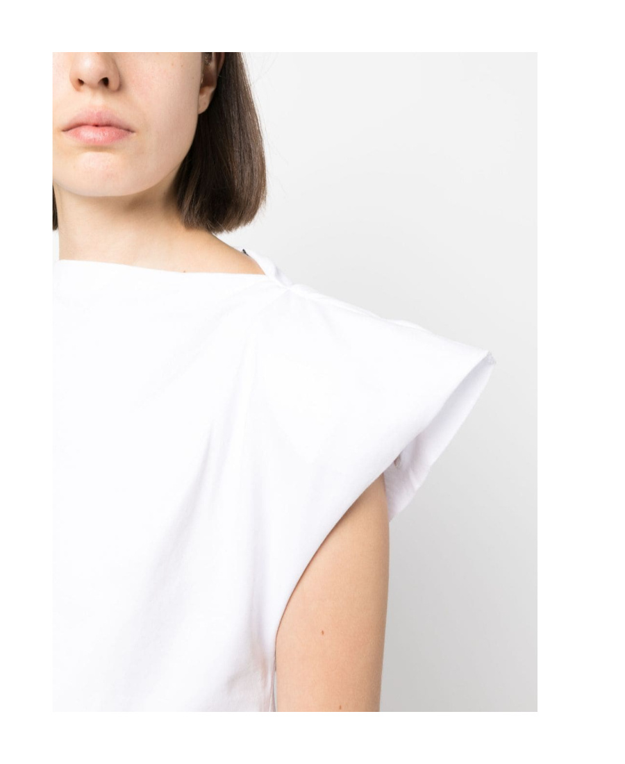 Isabel Marant Padded Boat Neck T-shirt With Asymmetric Hem In White
