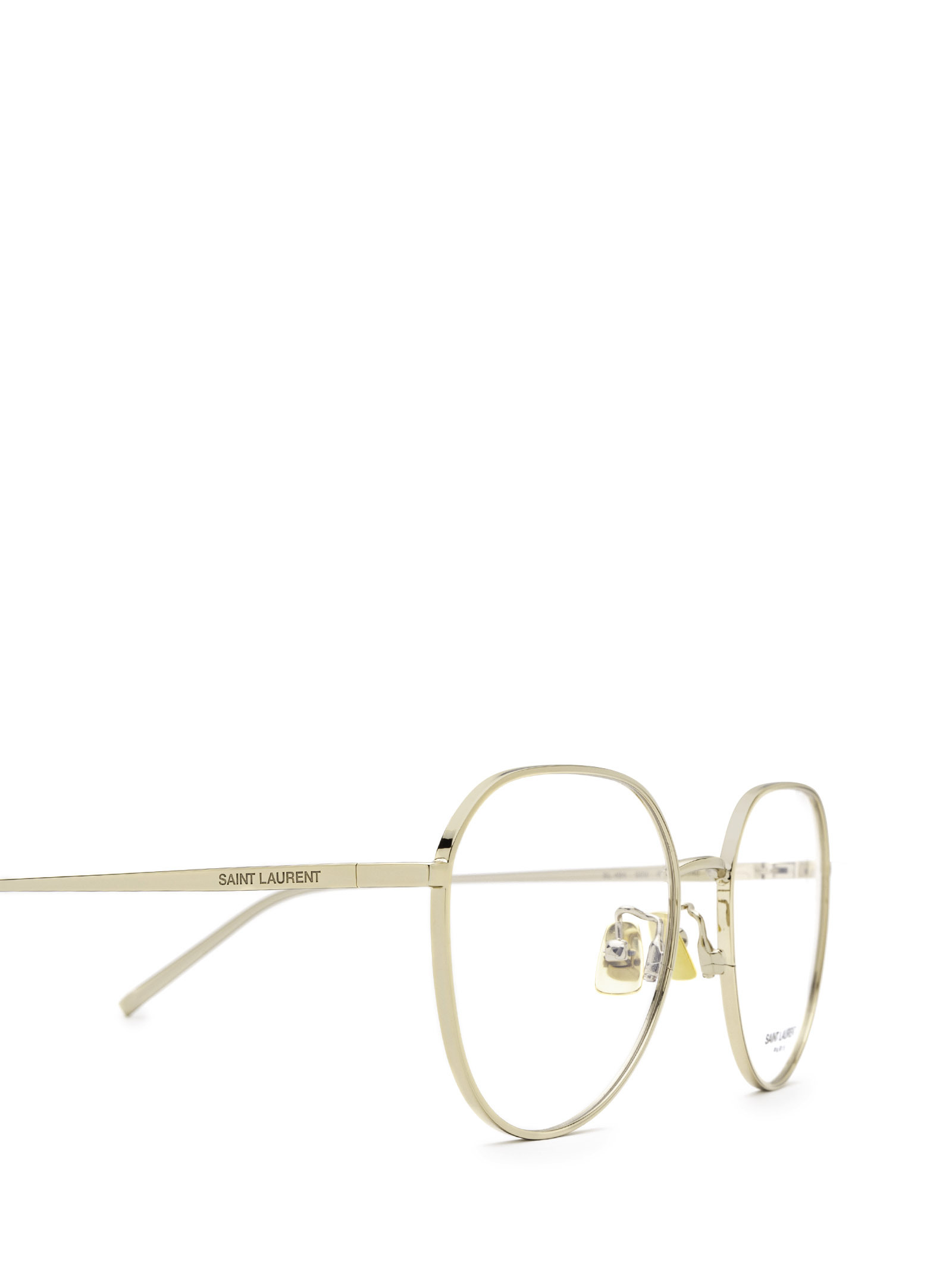 Saint Laurent Polished-effect Round-frame Glasses In Nude