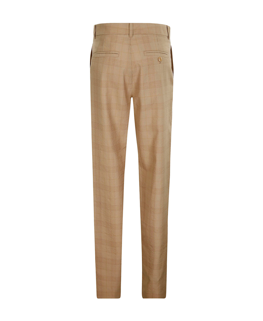 Lemaire Check-print High-waisted Trousers In Brown