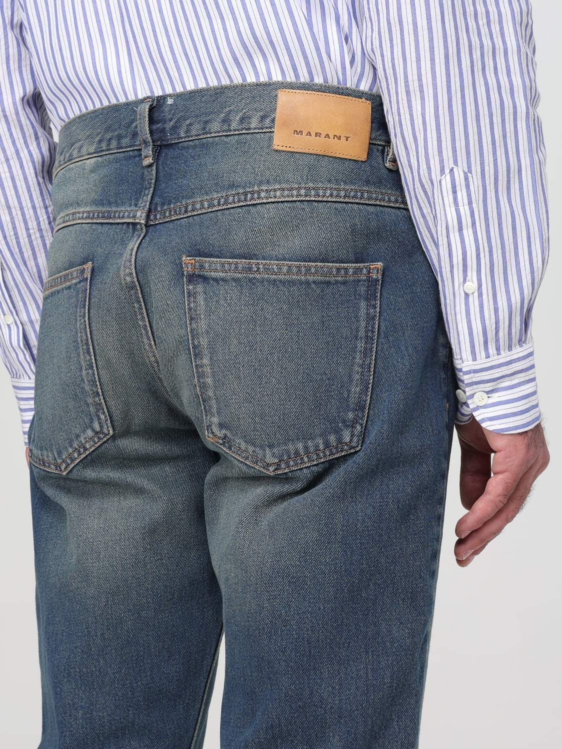 Isabel Marant Belt Ring Denim Trousers In Multicolor