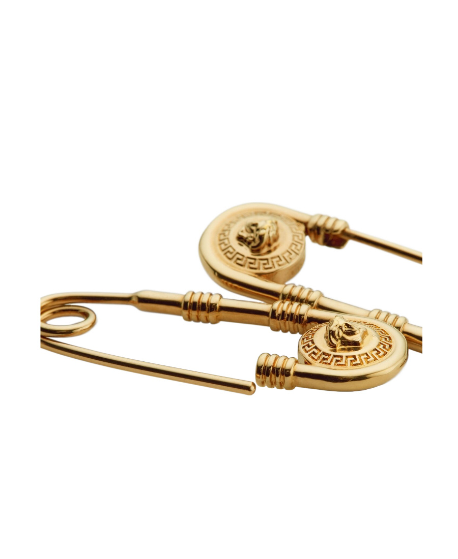 Versace Safety Pin-detail Earrings In Yellow