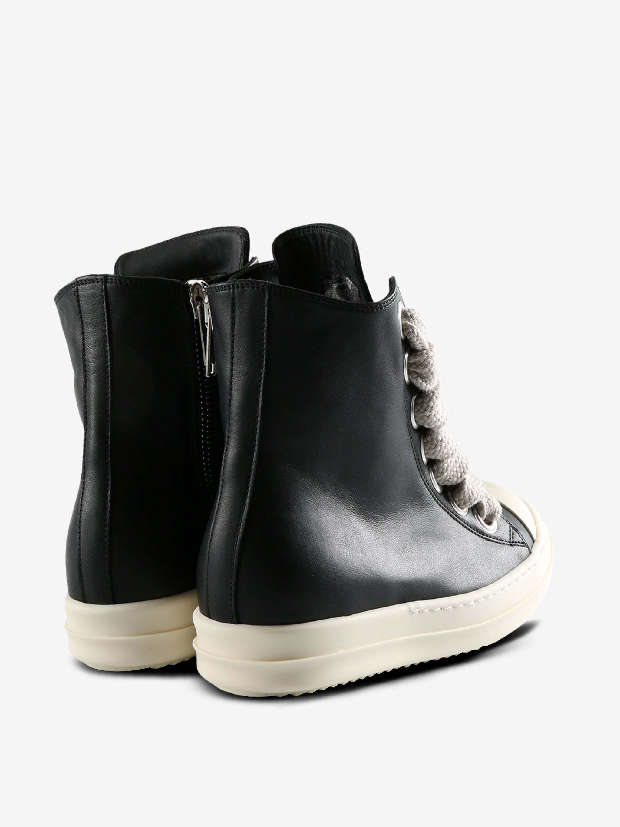 Rick Owens Lace-up High-top Rubber Sole Sneaker In Black
