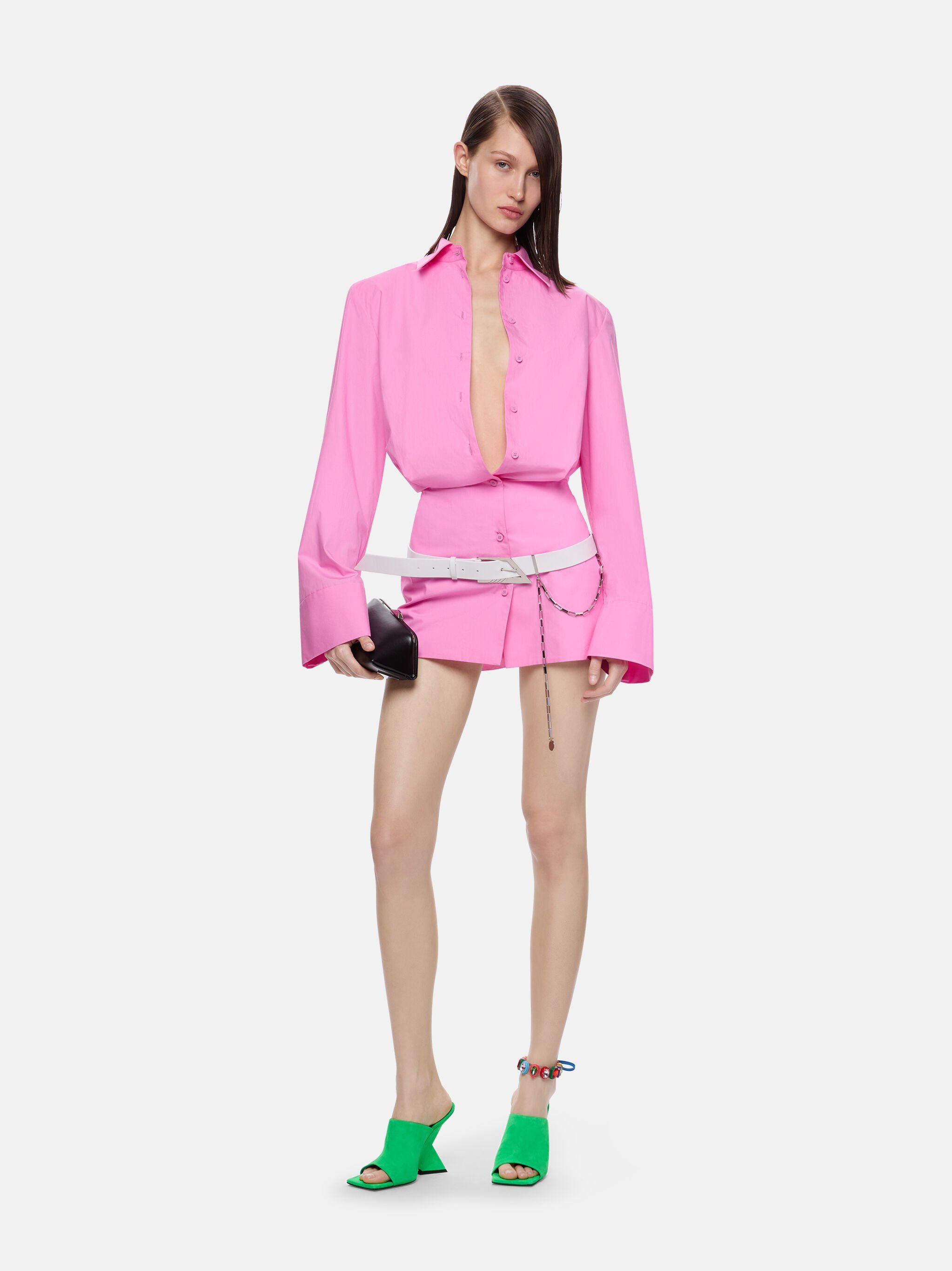 Attico Margot Chemisier Minidress With Relaxed Fit In Pink