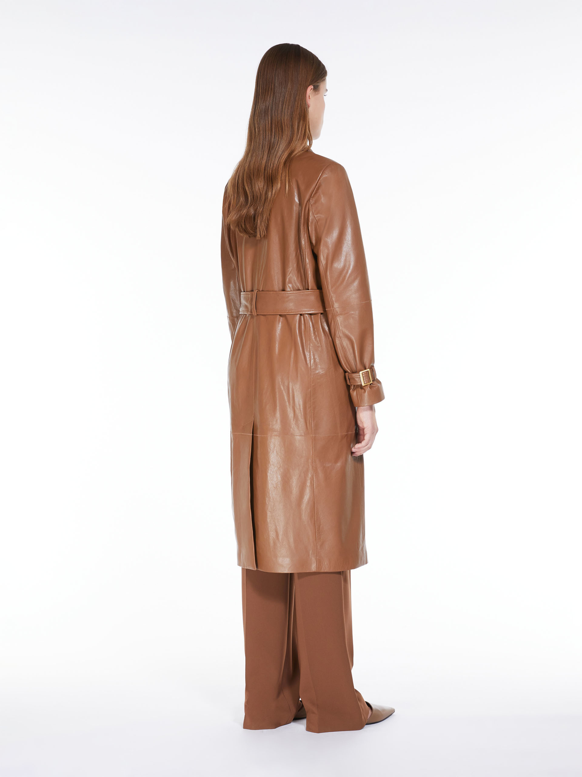 Max Mara Belt Decorated Coat In Brown
