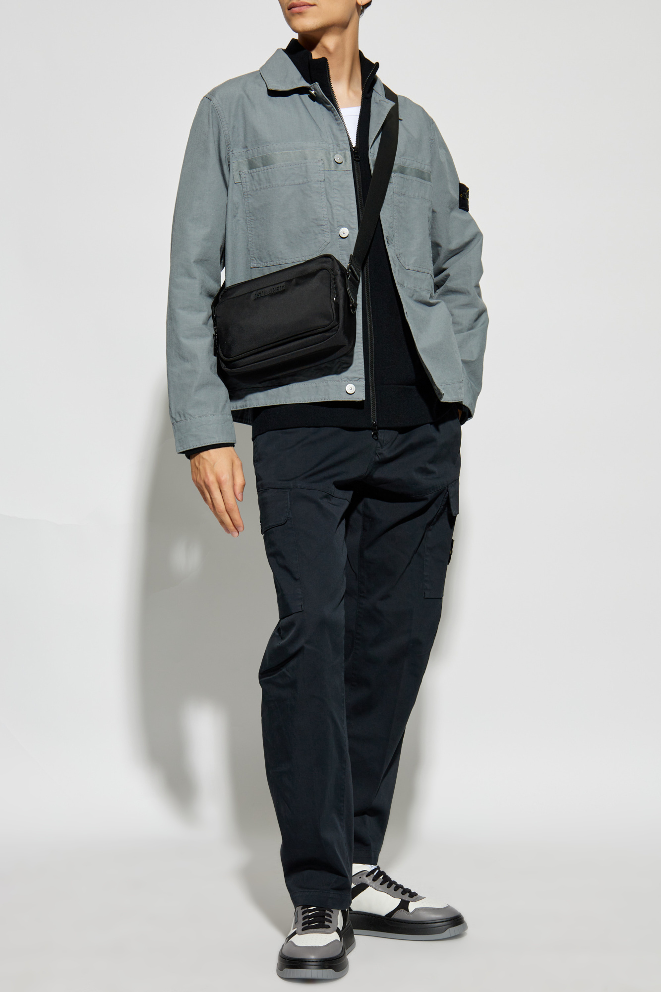 Stone Island Compass-badge Overshirt In Gray