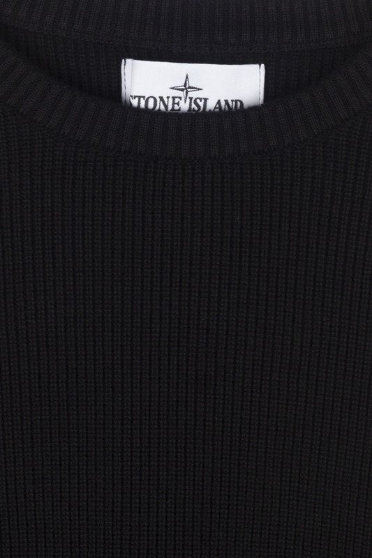 Shop Stone Island Logo-patch Chunky-knit Jumper In Black