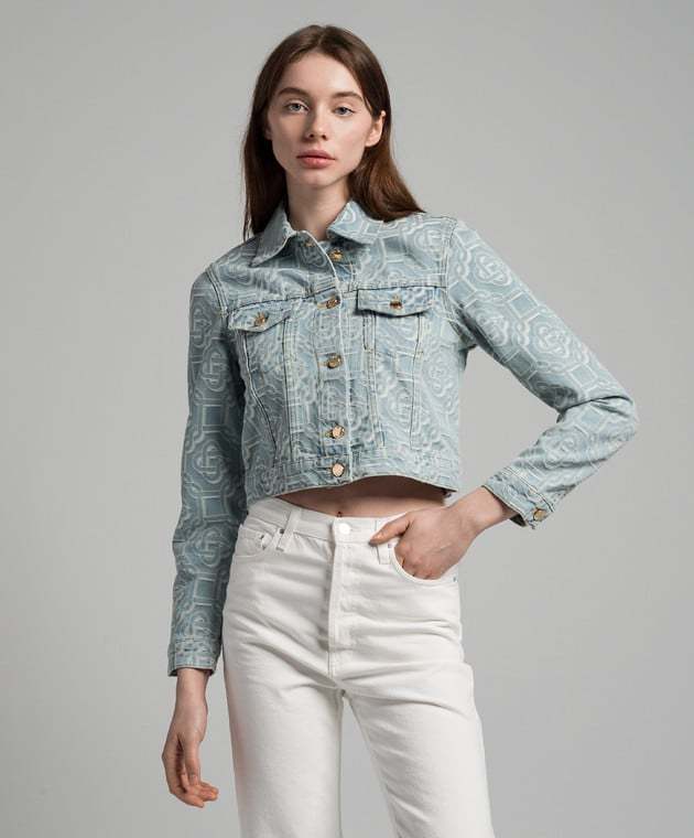 Casablanca Blue Button Denim Jacket In Blue
