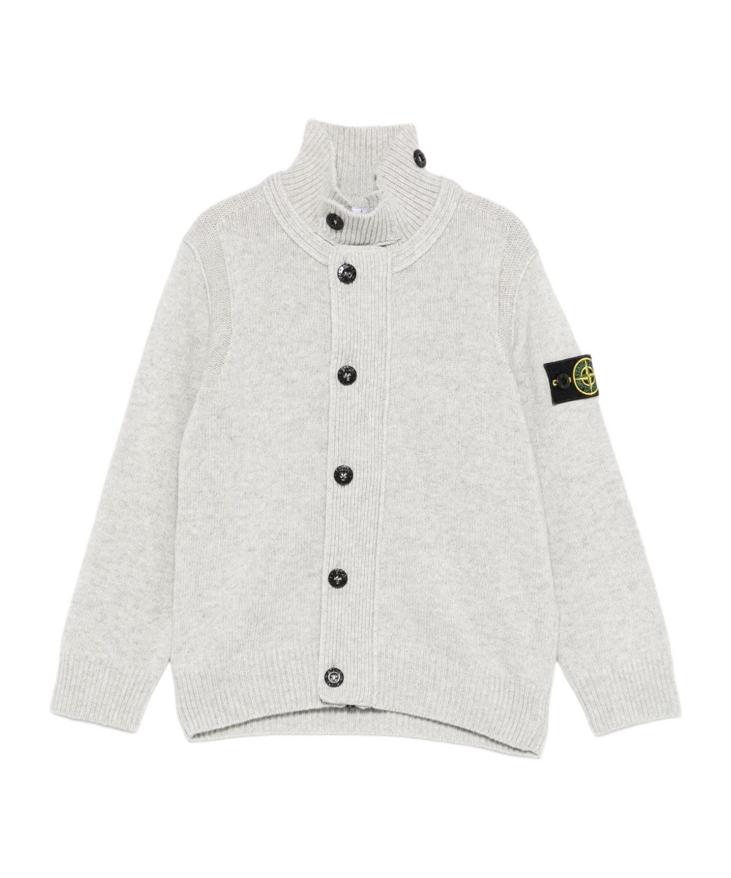 Stone Island Long-sleeved Knitted Cardigan In Gray